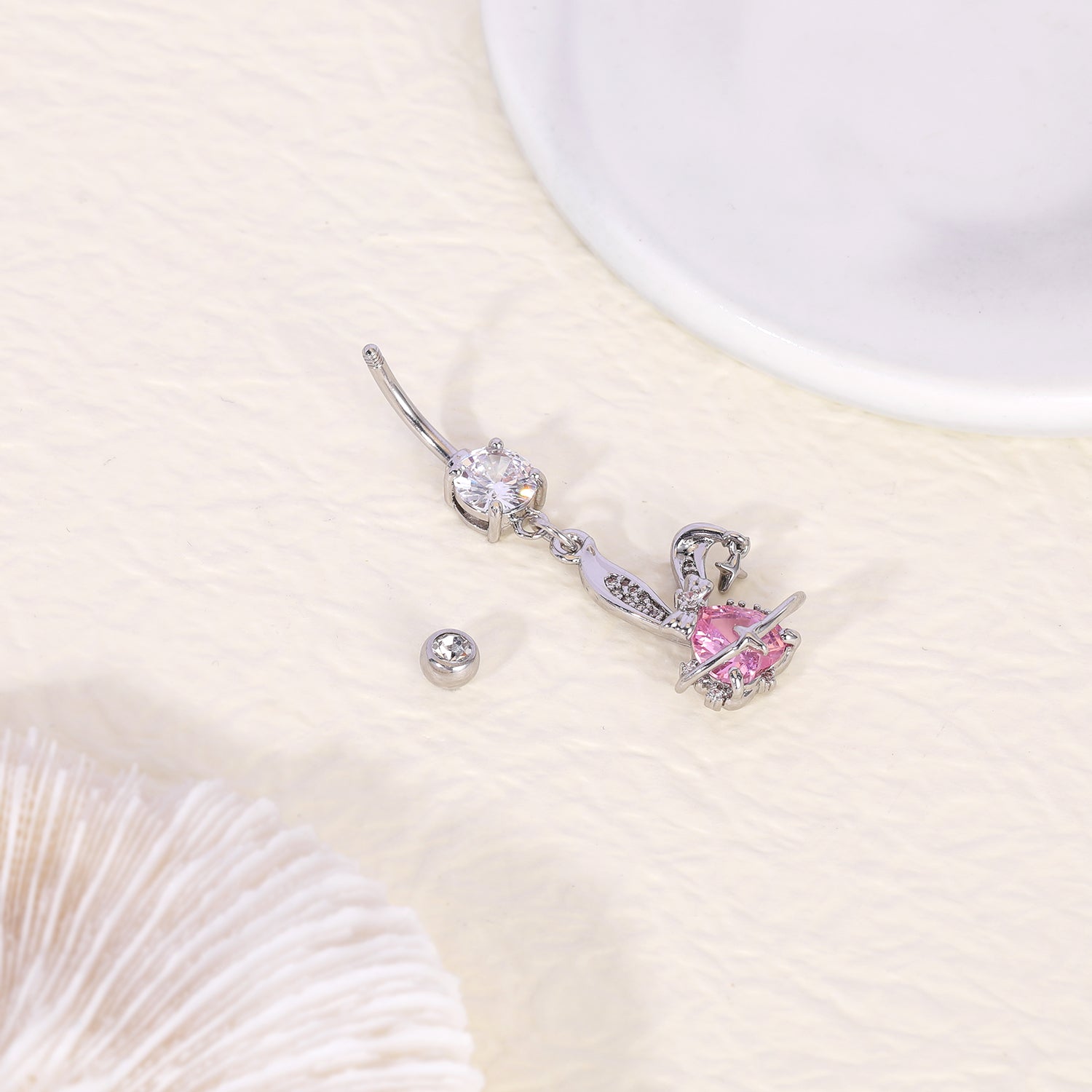 14G Cute Rabbit Belly Navel Rings Zirconia Dangle Belly Button Rings