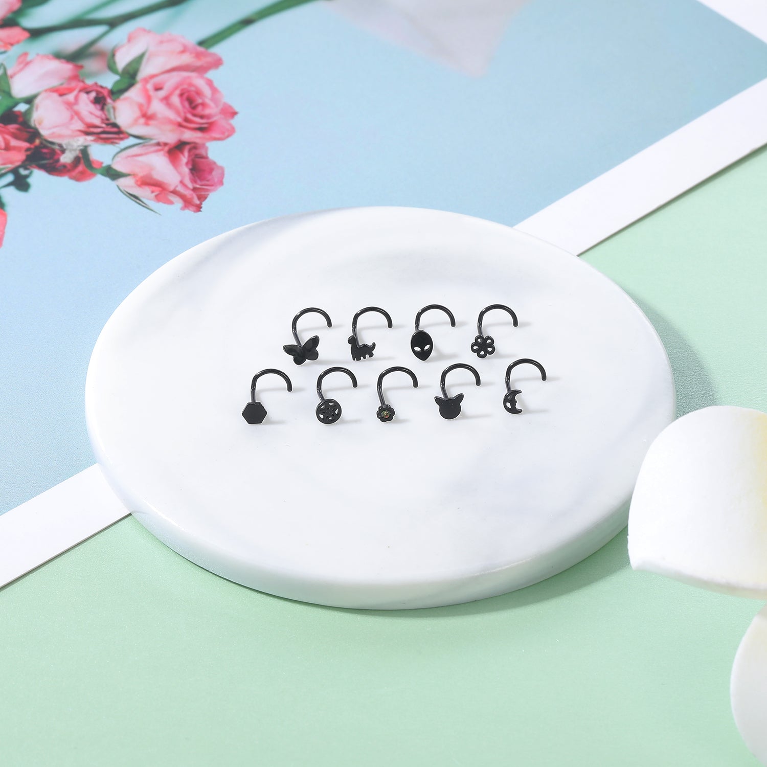 20G-Black-Flower-Nose-Studs-Piercing-Nose-Bone-Shape-L-Shape-Crokscrew-Nose-Rings-Stainless-Steel-Nostril-Piercing