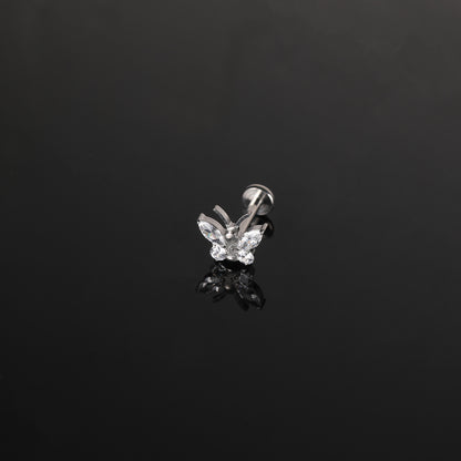 16g G23 Titanium Labret Ring Butterfly Stud Earring Threaded Conch Helix Lip Piercing