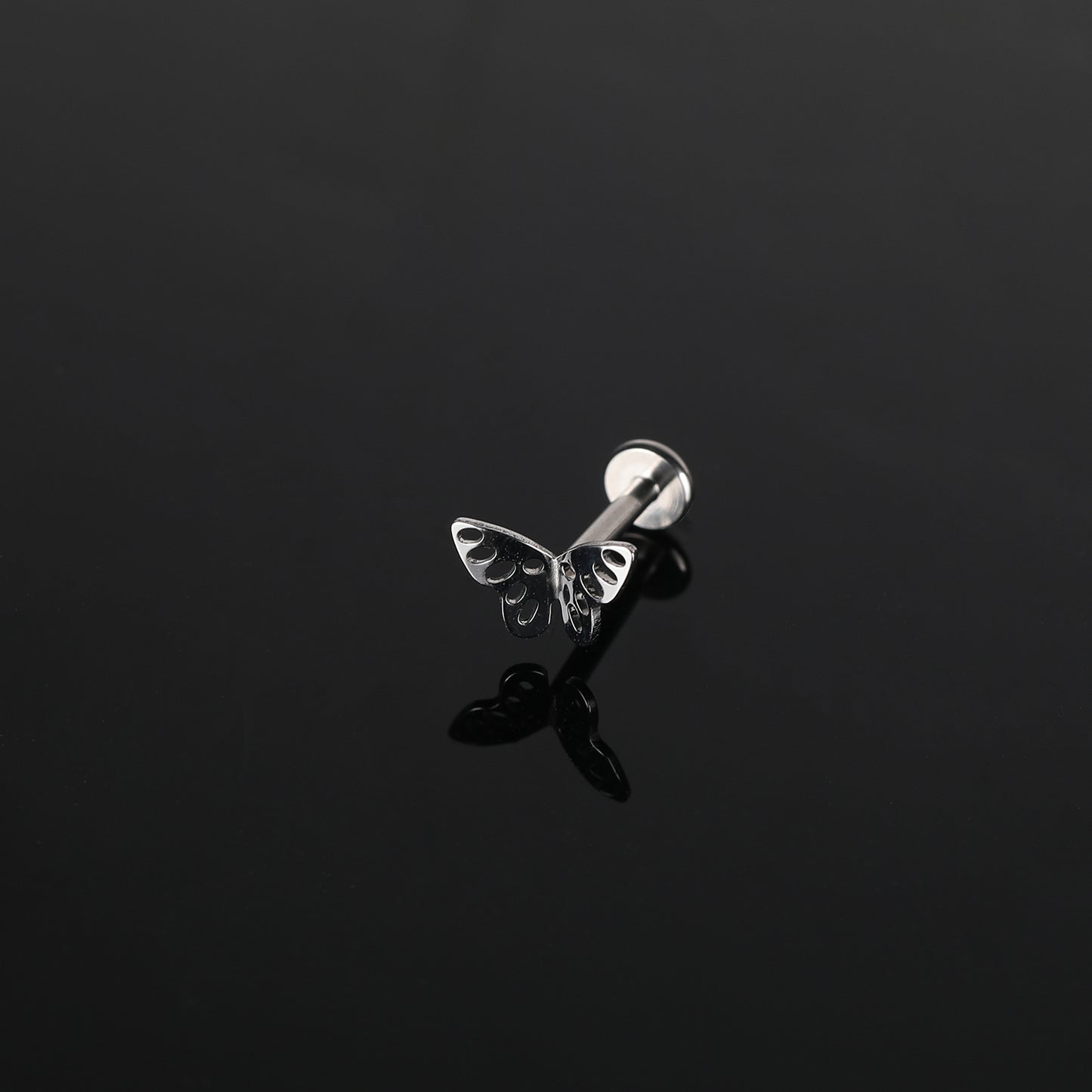 16g G23 Titanium Labret Ring Butterfly Stud Earring Threaded Conch Helix Lip Piercing