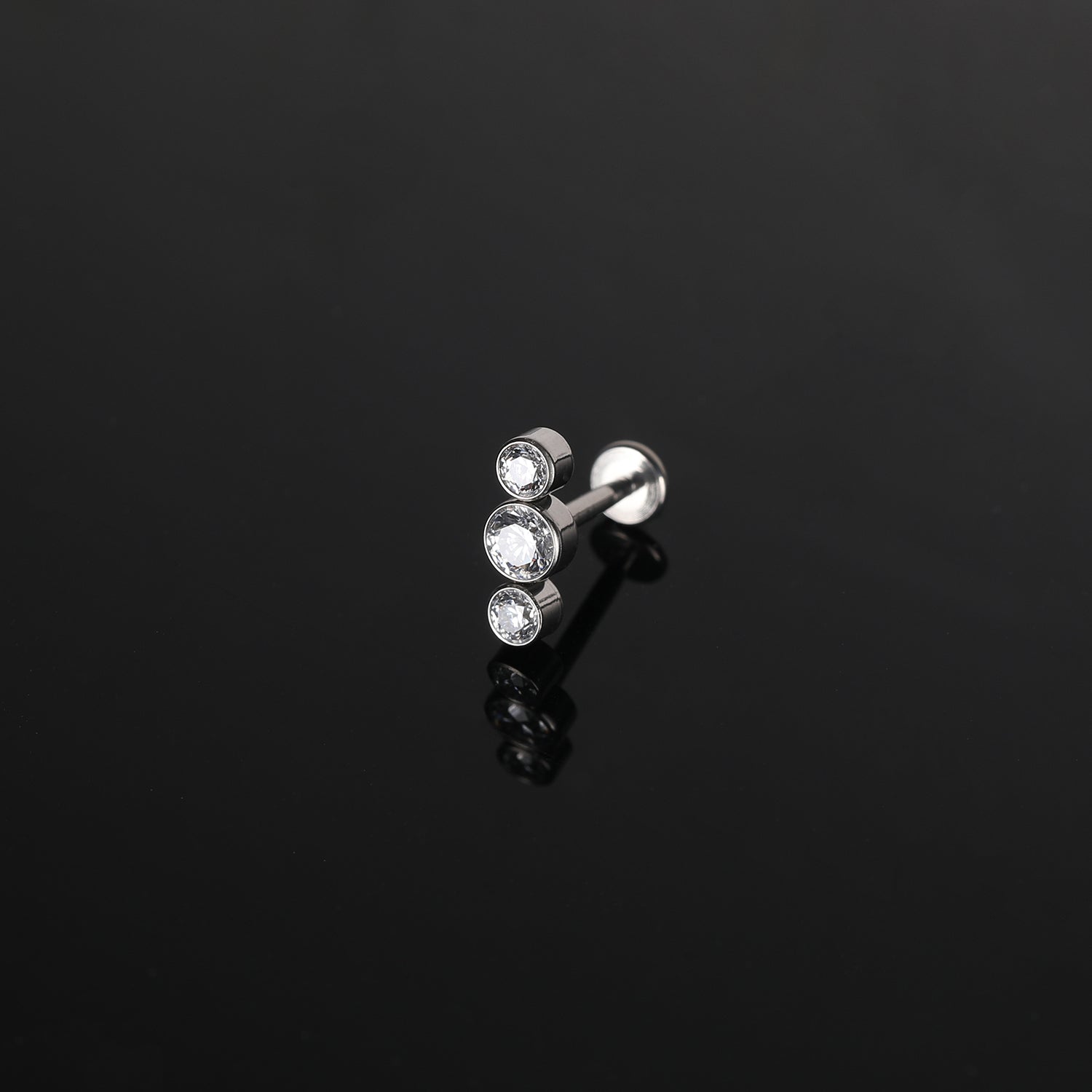 16g G23 Titanium Labret Ring Clear Zircon Stud Earring Threaded Conch Helix Lip Piercing