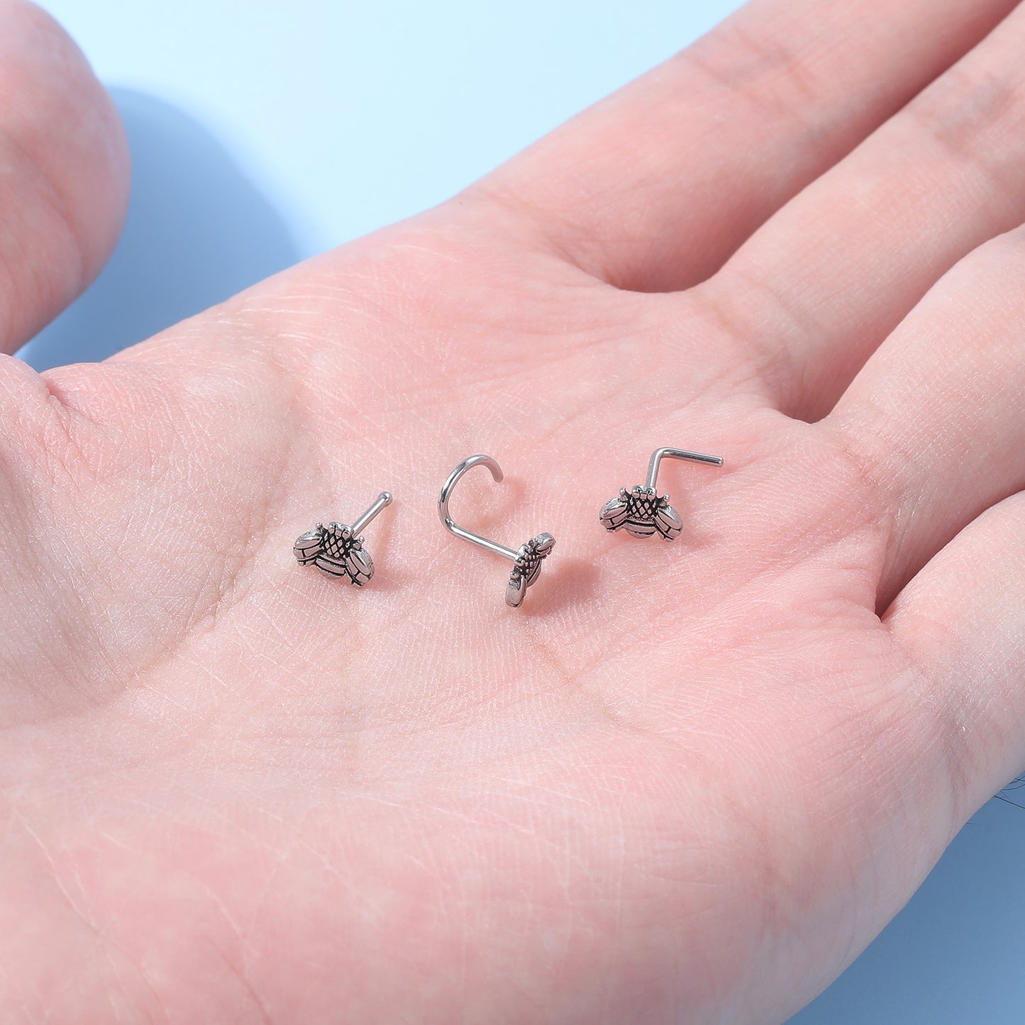 20G-Little-Bee-Nose-Studs-Piercing-Nose-Bone-Shape-L-Shape-Crokscrew-Nose-Rings-Stainless-Steel-Nostril Piercing