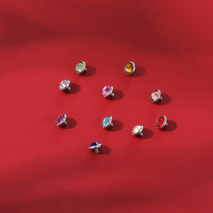 10pcs Bling Crystal Dermal Anchor Tops Surgical Steel Internally Threaded Skin Diver Piercings