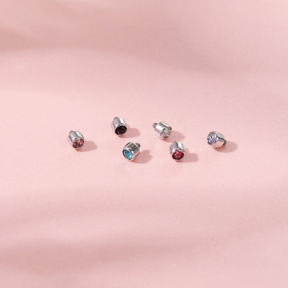 6pcs Crystal Dermal Anchor Tops Surgical Steel Internally Threaded Skin Diver Piercings