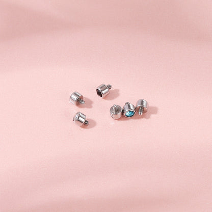 6pcs Crystal Dermal Anchor Tops Surgical Steel Internally Threaded Skin Diver Piercings