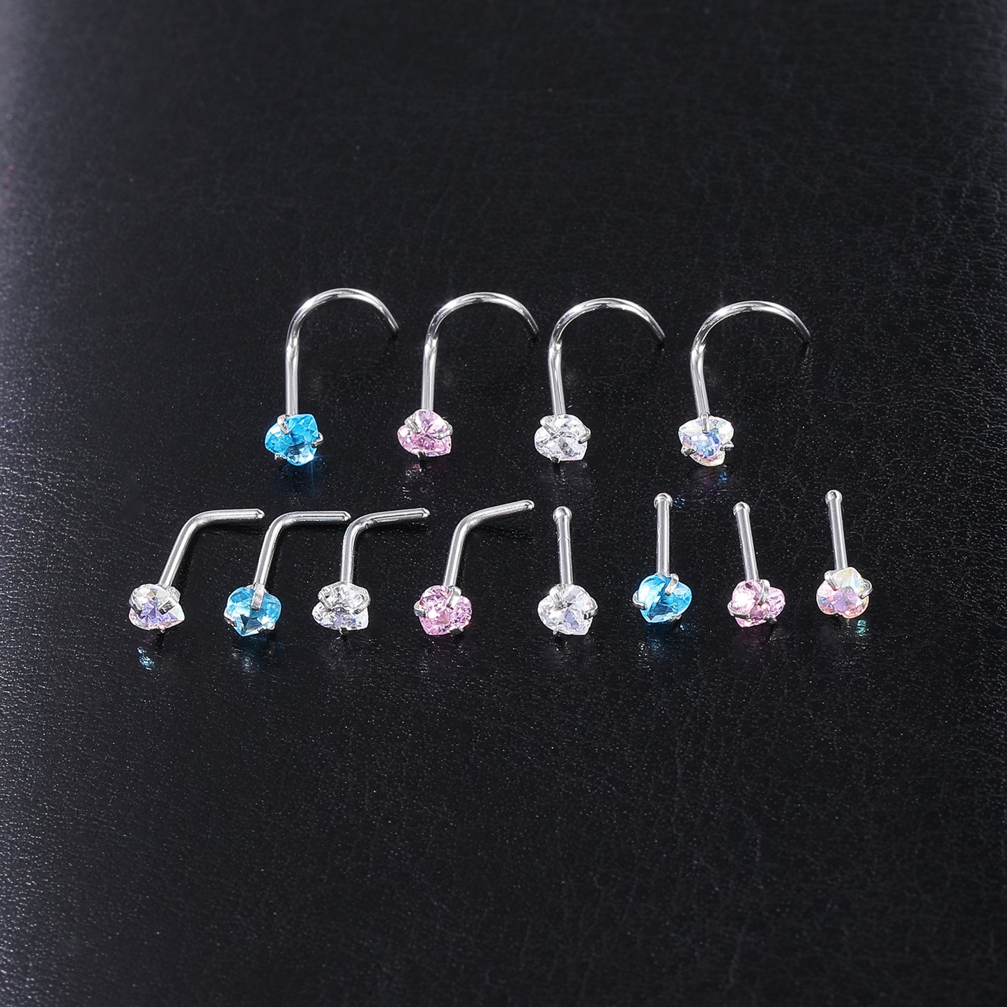 4-Pcs-Set-20G-Heart-Zircon-Nose-Studs-Piercing-Nose-Bone-Shape-Nose-Rings-Stainless-Steel-Nostril Piercing