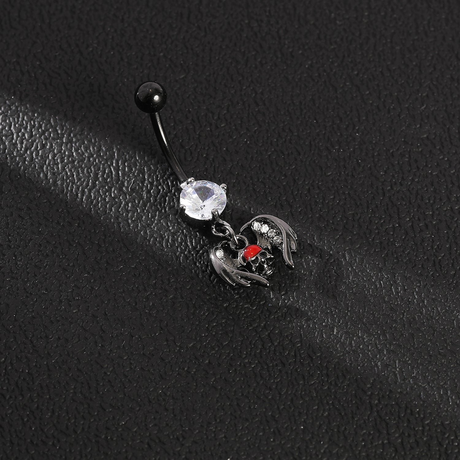 14G Skull Dangle Belly Navel Rings AAA Cubic Zirconia Belly Button Rings