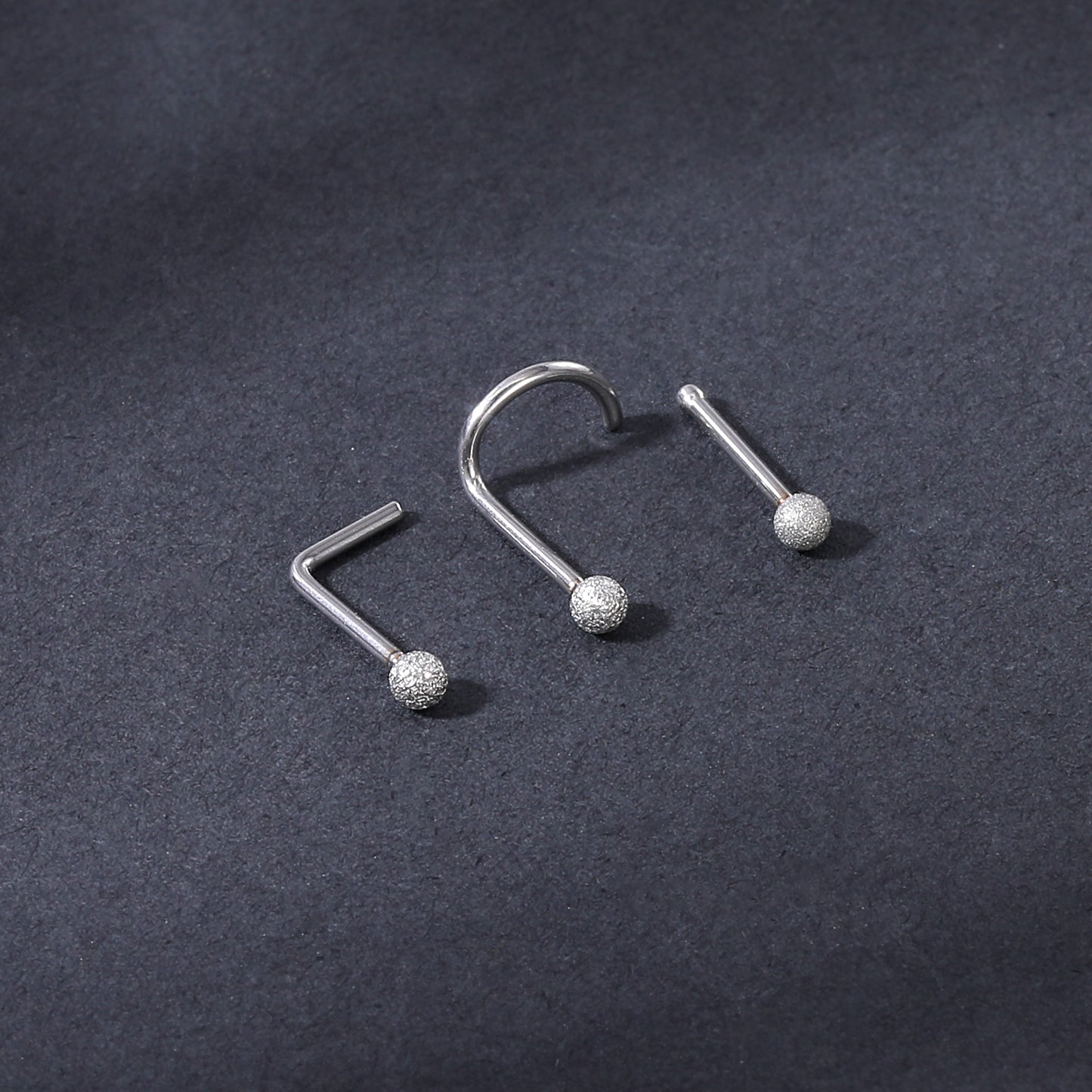 20G-Frosted-Ball-Nose-Studs-Piercing-Nose-Bone-Shape-L-Shape-Crokscrew-Nose-Rings-Stainless-Steel-Nostril-   Piercing