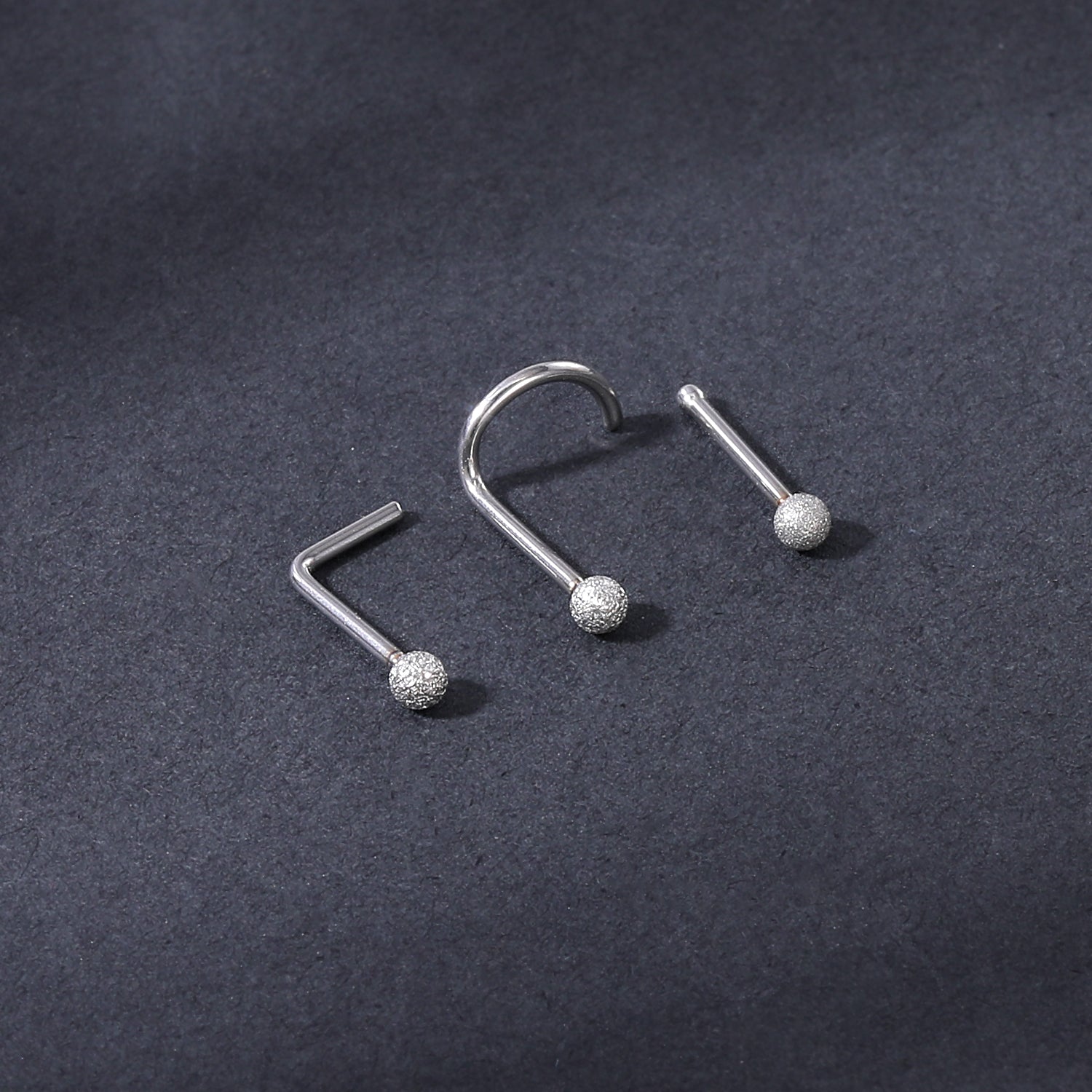 20G-Frosted-Ball-Nose-Studs-Piercing-Nose-Bone-Shape-L-Shape-Crokscrew-Nose-Rings-Stainless-Steel-Nostril-   Piercing