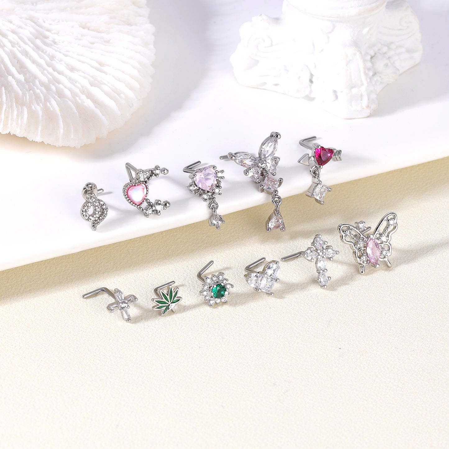 20G-White-Zircon-Nose-Studs-Piercing-Pink-Heart-L-Shape-Nose-Rings-Gold-Silver-Plated-Nostril-Piercing