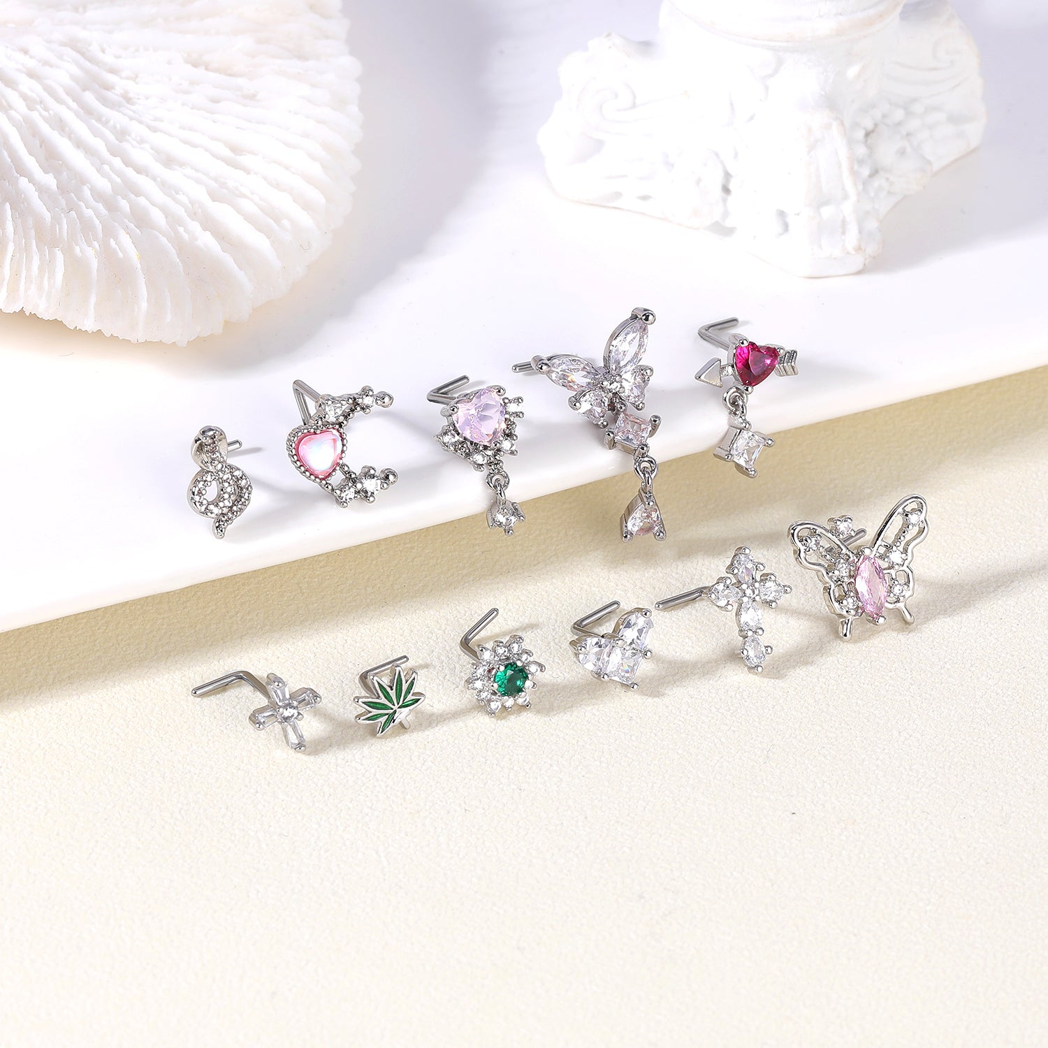 20G-White-Pink-Heart-Zircon-Nose-Studs-Piercing-L-Shape-Nose-Rings-Gold-Silver-Plated-Nostril-Piercing