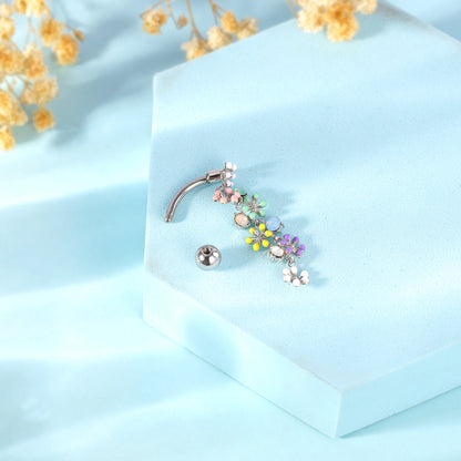 14G Flowers Belly Rings Cute Navel Piercing Stainless Steel Belly Navel Button Rings