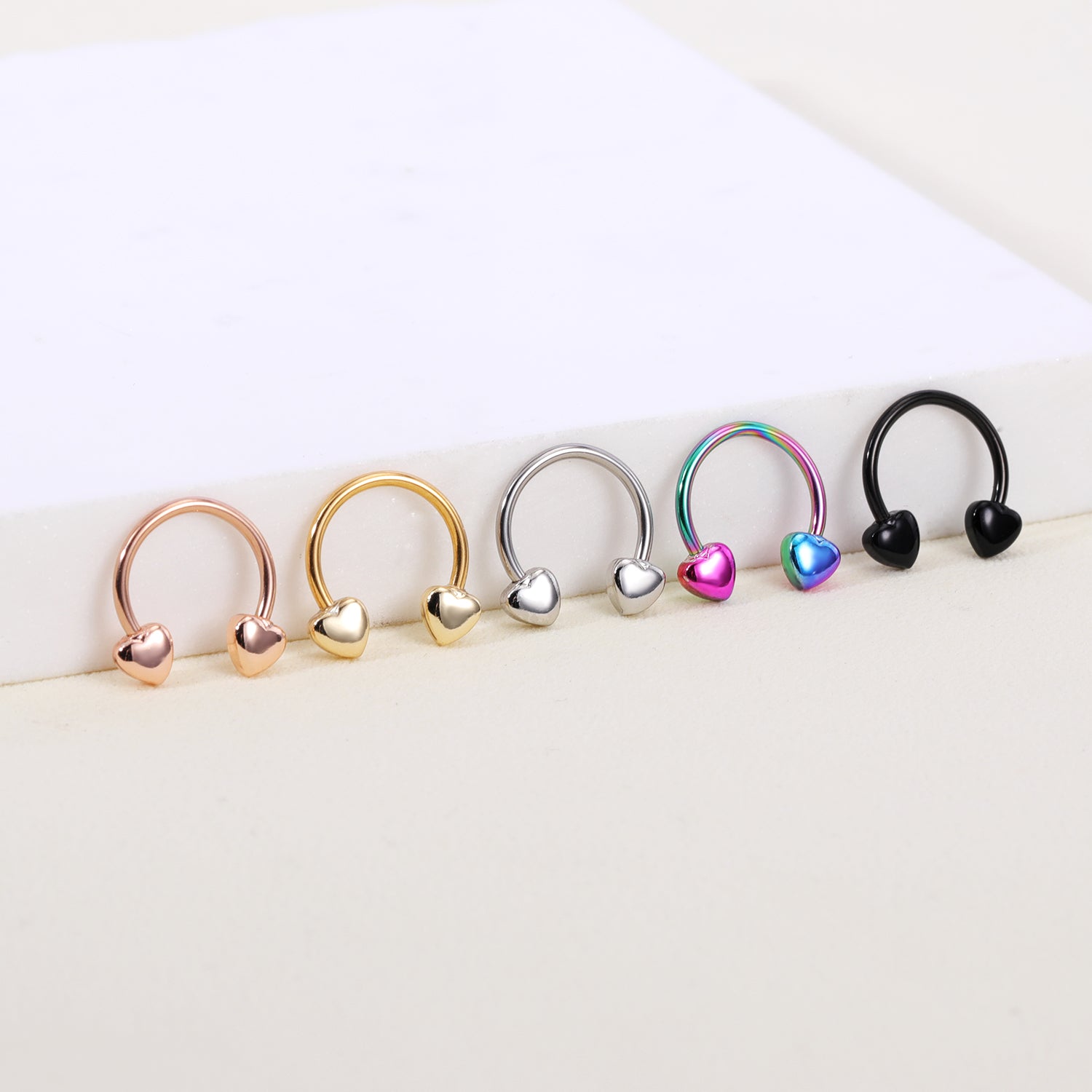 16G-Peach-Heart-BCR-Nose-Rings-Horseshoe-Nose-Septum-Piercing-Stainless-Steel-Lip-Piercing