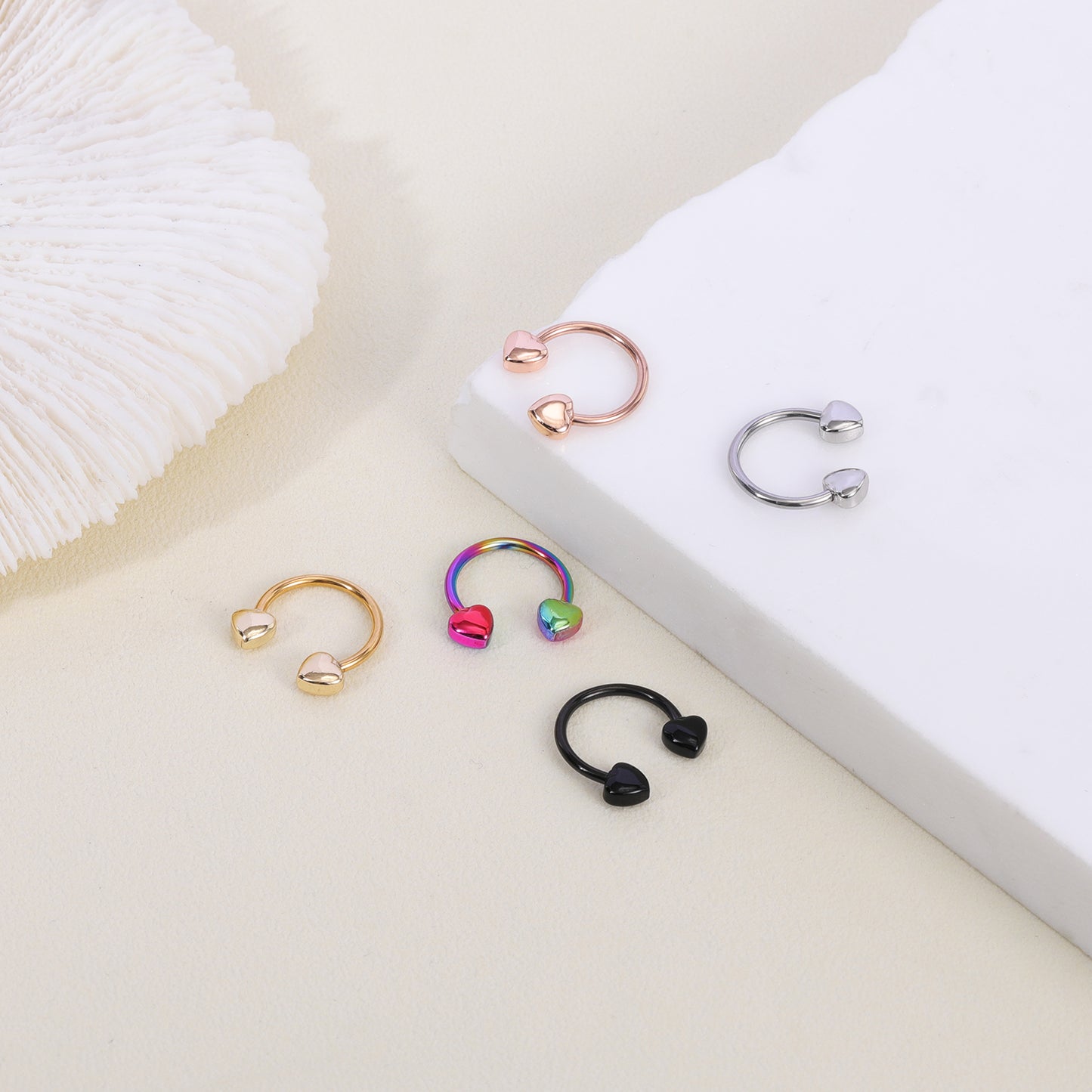 16G-Peach-Heart-BCR-Nose-Rings-Horseshoe-Nose-Septum-Piercing-Stainless-Steel-Lip-Piercing