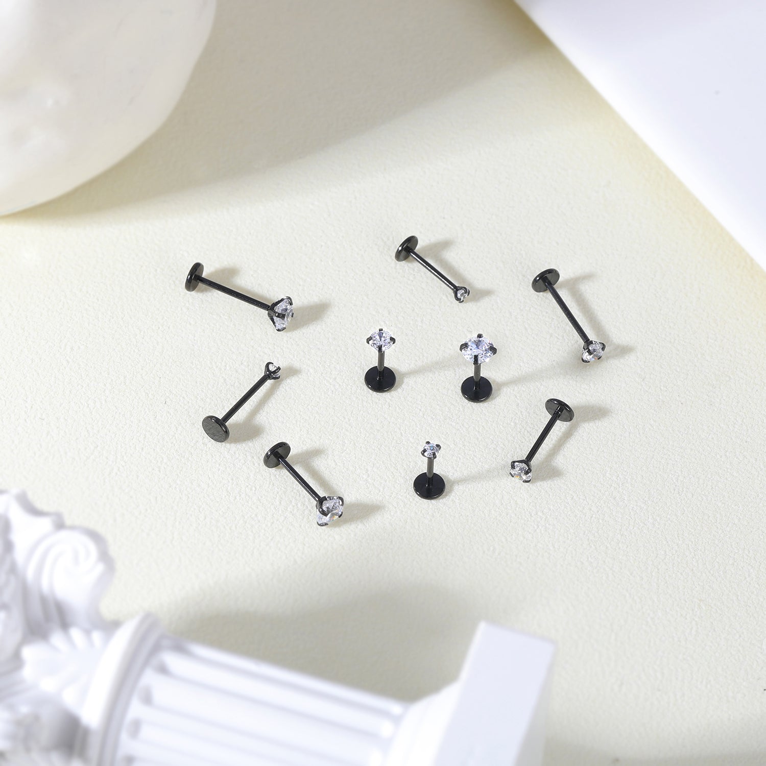 16g/18g Shiny Zircon Labret Ring Threadless Labret Studs Monroe Medusa Piercing