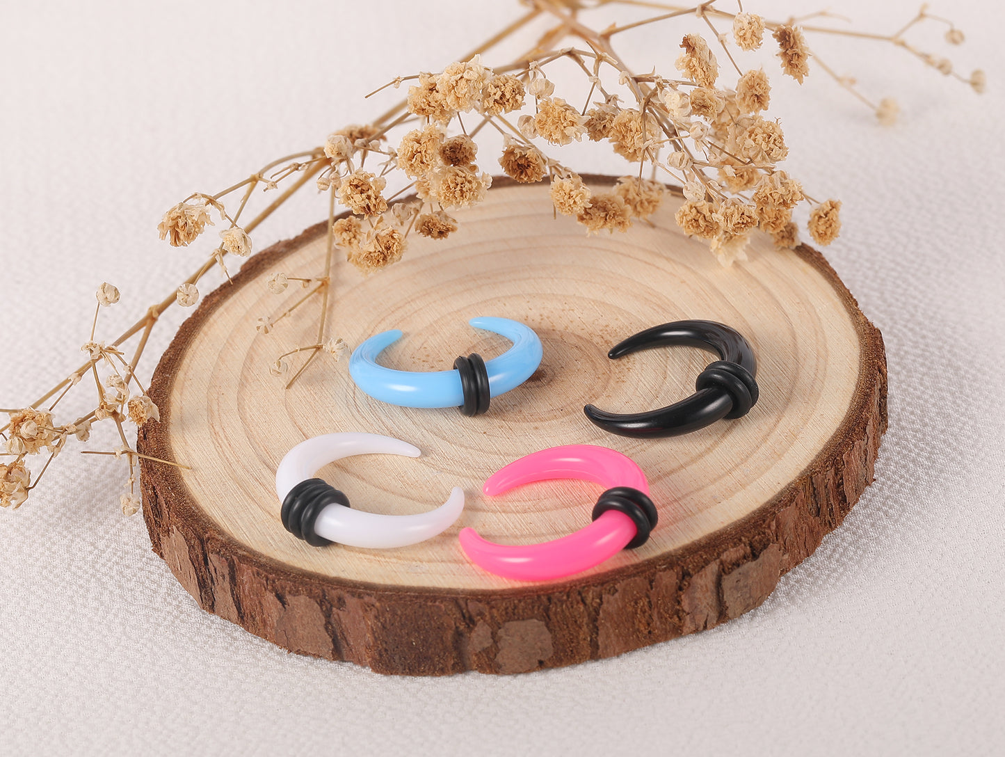 14g-00g White Horns Nose Septum Ring or Ear Plug Gauge