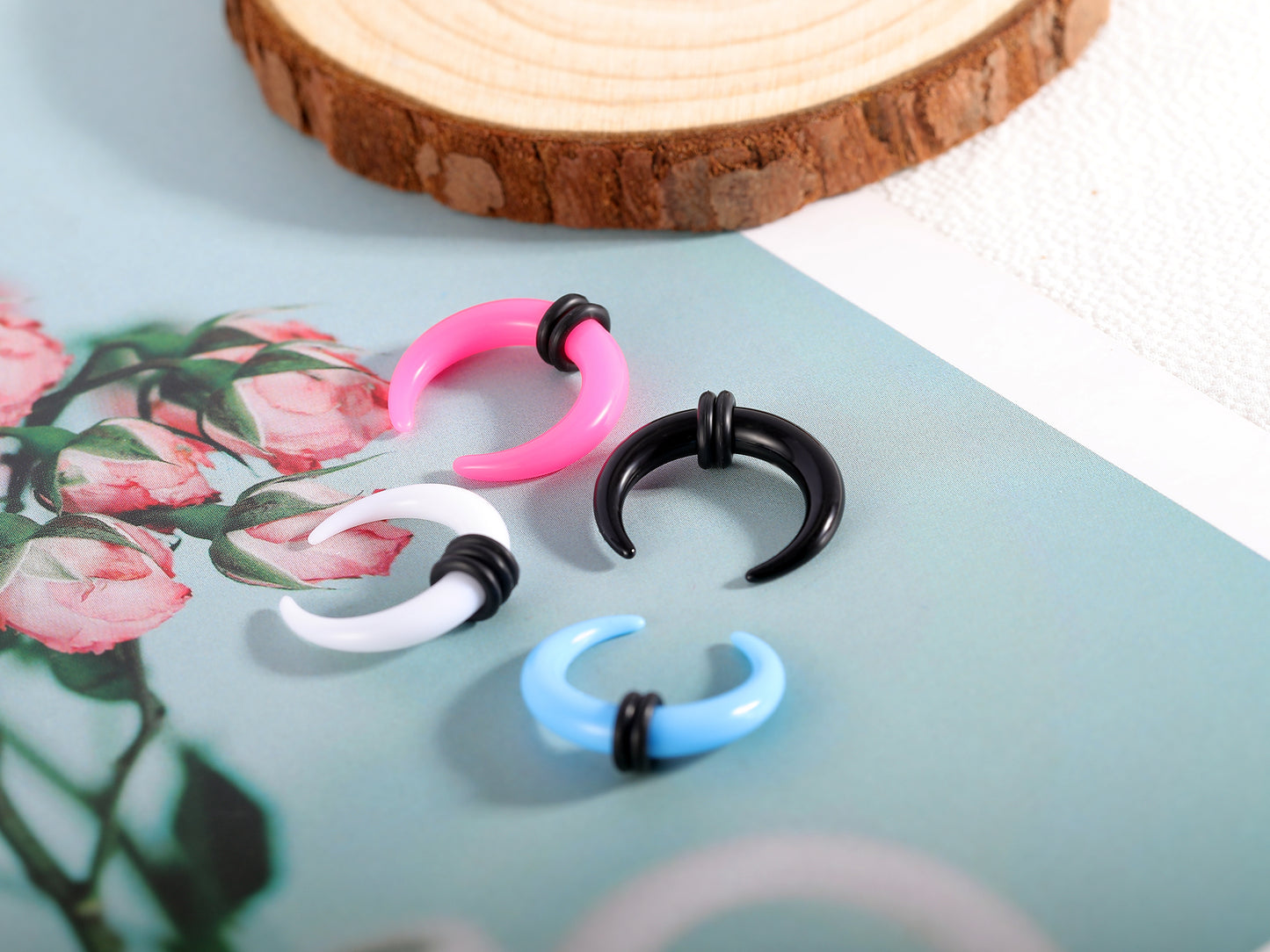 14g-00g White Horns Nose Septum Ring or Ear Plug Gauge