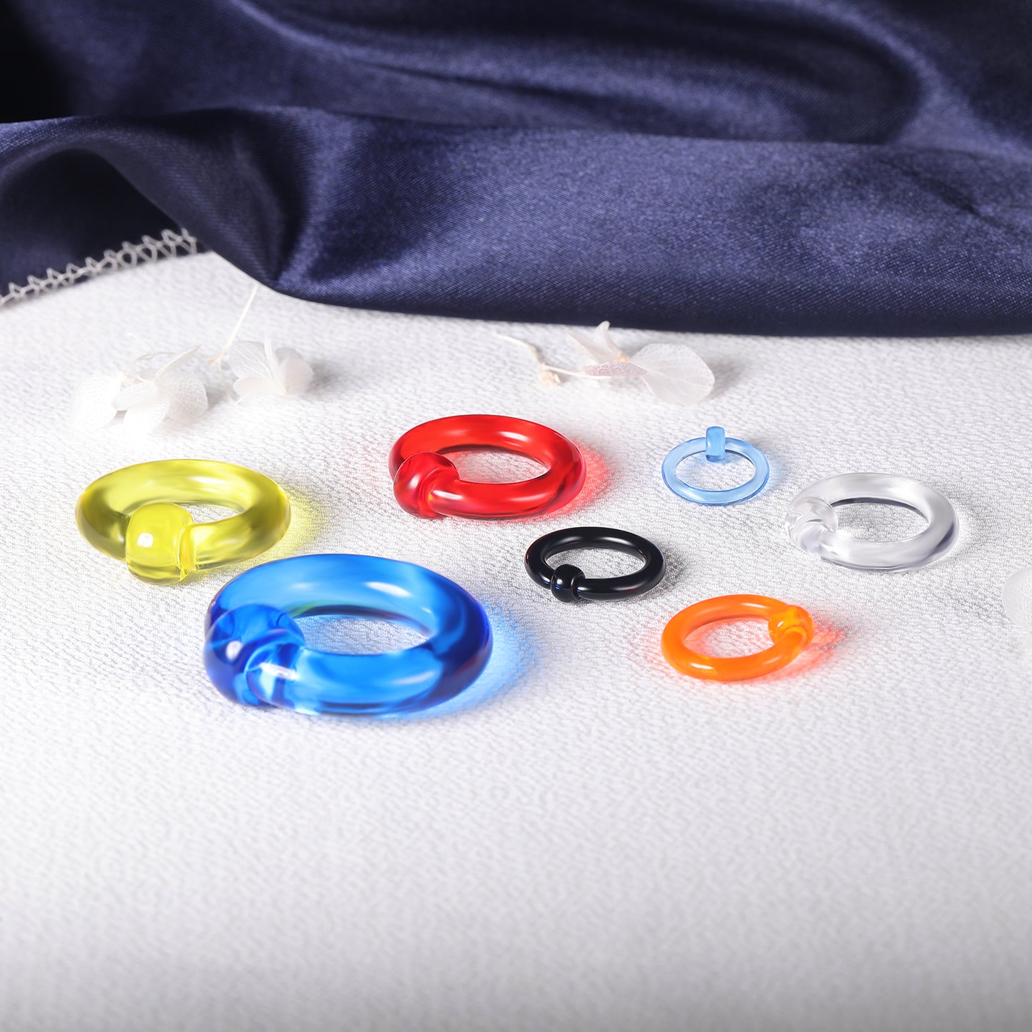 1 PC 12g-00g Acrylic Nose Septum  Ring Captive Bead Rings Plug Gauges