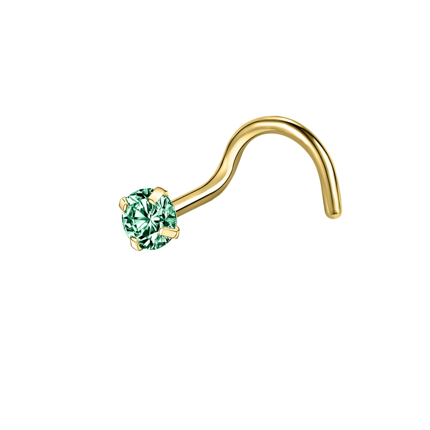 6-Pcs/Set-20G-Green-Zircon-Nose-Studs-Piercing-Crokscrew-Nose-Rings-Gold-Plated-Nostril-Piercing