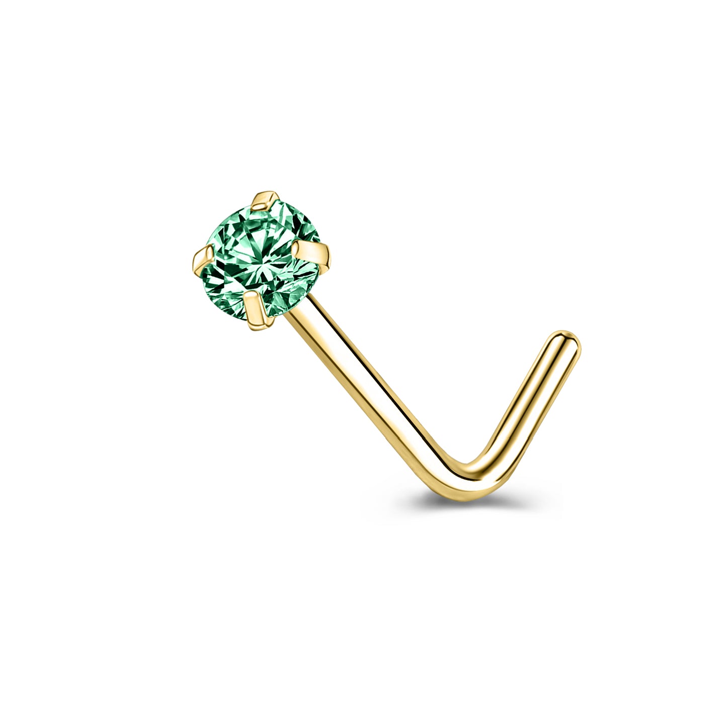 6-Pcs/Set-20G-Green-Zircon-Nose-Studs-Piercing-L-Shape-Nose-Rings-Gold-Plated-Nostril-Piercing