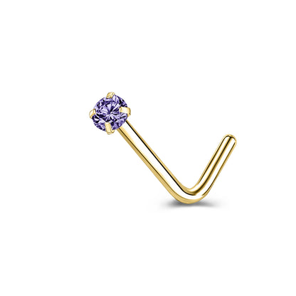 6-Pcs/Set-20G-Violet-Blue-Zircon-Nose-Studs-Piercing-L-Shape-Nose-Rings-Gold-Plated-Nostril-Piercing