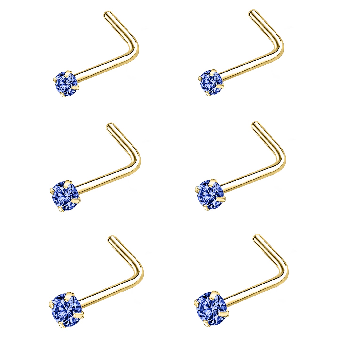 6-Pcs/Set-20G-Dark-Blue-Zircon-Nose-Studs-Piercing-L-Shape-Nose-Rings-Gold-Plated-Nostril-Piercing