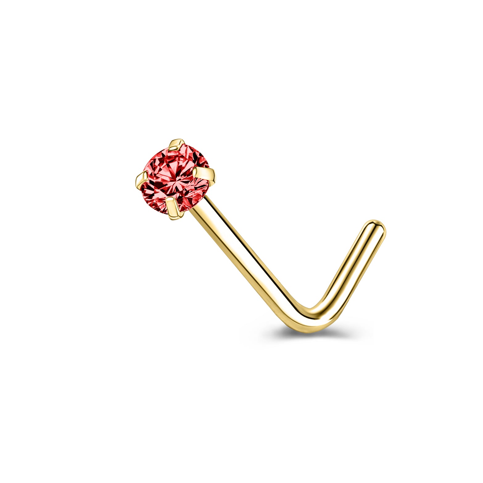 6-Pcs/Set-20G-Red-Zircon-Nose-Studs-Piercing-L-Shape-Nose-Rings-Gold-Plated-Nostril-Piercing