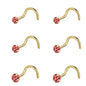 6-Pcs/Set-20G-Red-Zircon-Nose-Studs-Piercing-Crokscrew-Nose-Rings-Gold-Plated-Nostril-Piercing