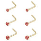 6-Pcs/Set-20G-Red-Zircon-Nose-Studs-Piercing-L-Shape-Nose-Rings-Gold-Plated-Nostril-Piercing