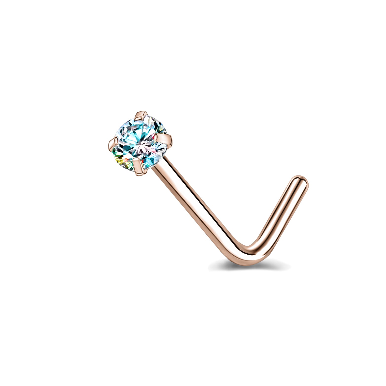 6-Pcs/Set-20G-AB-Zircon-Nose-Studs-Piercing-L-Shape-Nose-Rings-Rose-Gold-Plated-Nostril-Piercing