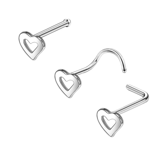 20G-Heart-Nose-Studs-Piercing-Nose-Bone-Shape-L-Shape-Crokscrew -Nose-Rings-Stainless-Steel-Nostril-Piercing