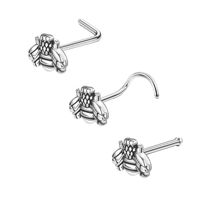 20G-Little-Bee-Nose-Studs-Piercing-Nose-Bone-Shape-L-Shape-Crokscrew-Nose-Rings-Stainless-Steel-Nostril Piercing