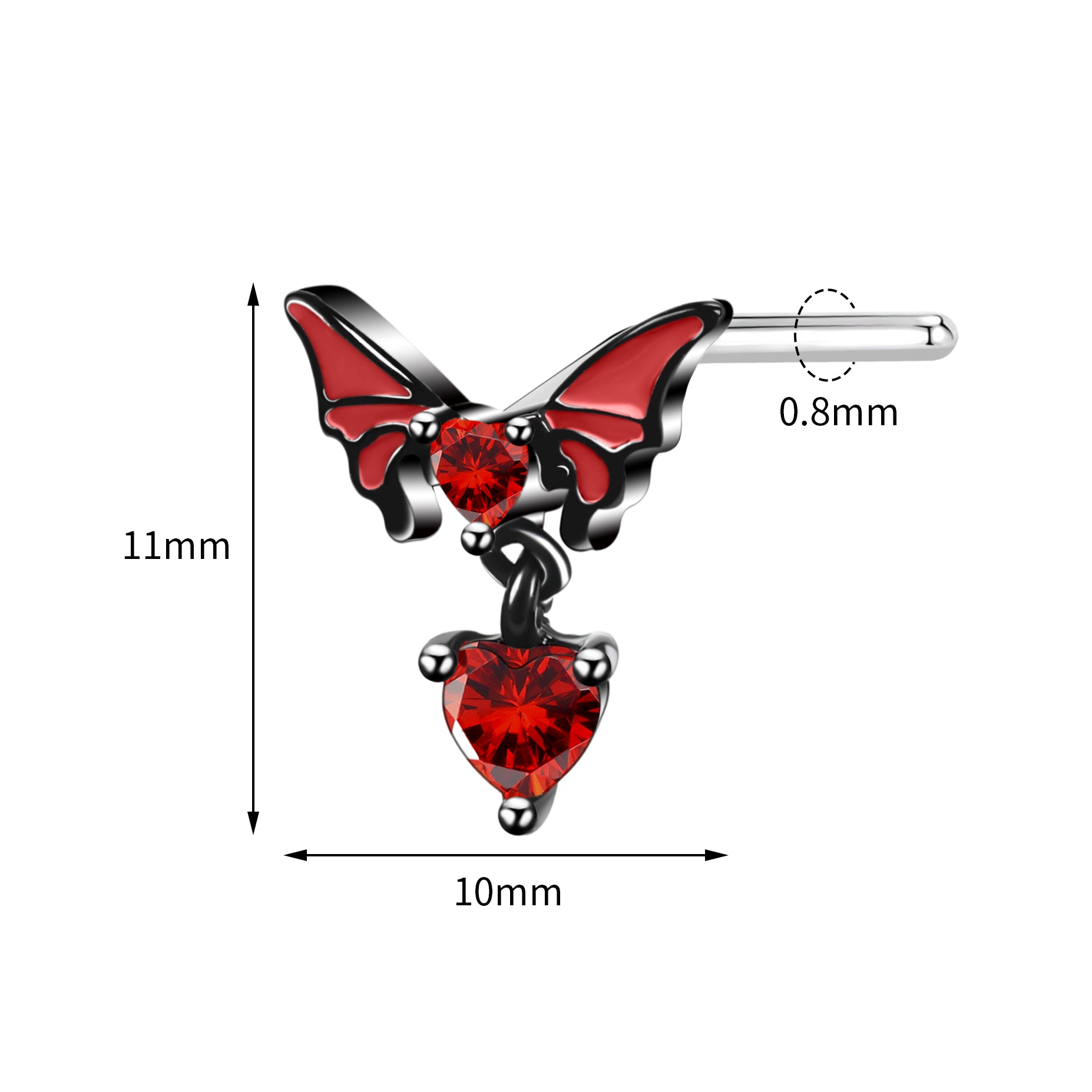 20G Butterfly Nose Studs Piercing L Shape Nose Rings Stainless Steel Nostril Piercing