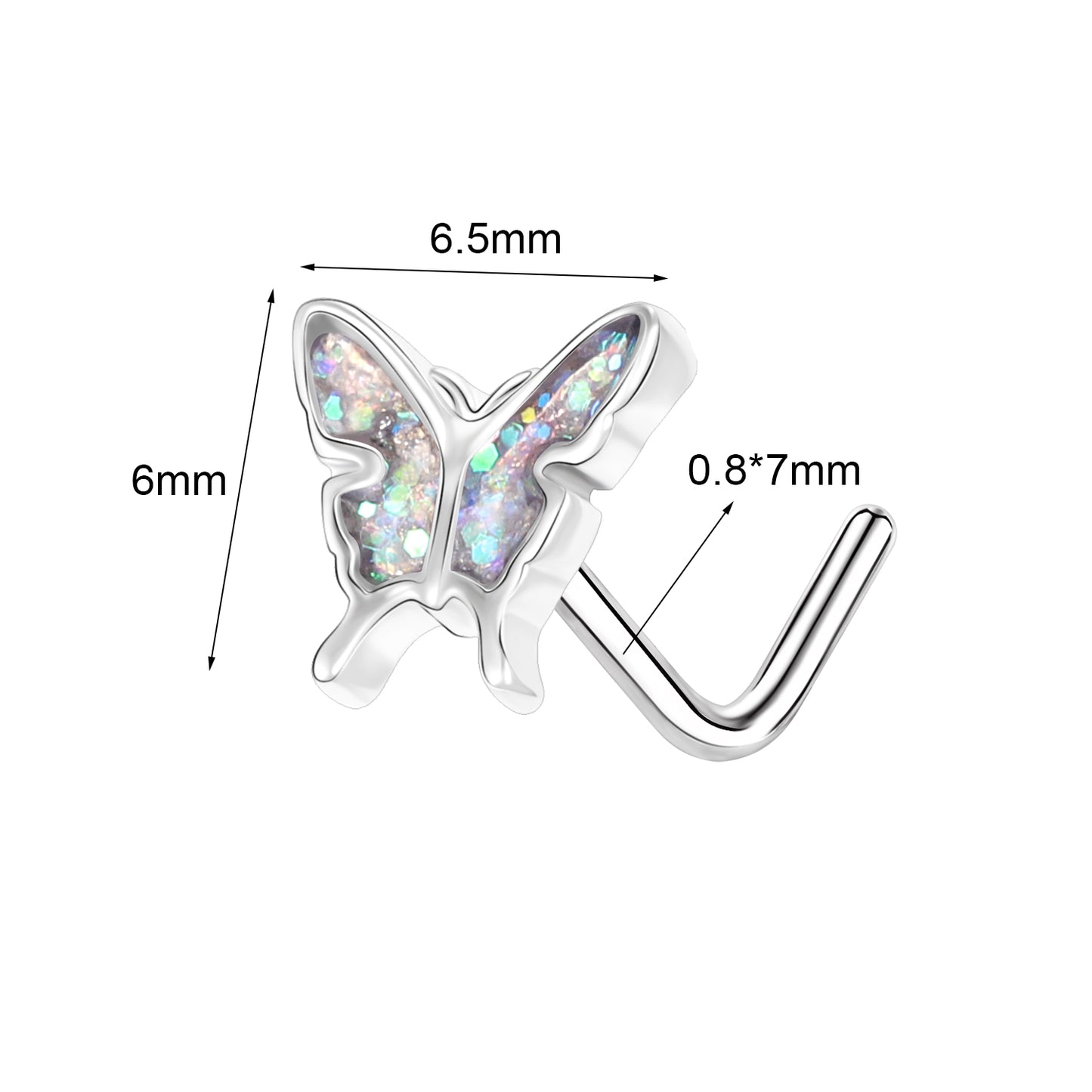 20G Butterfly Nose Studs Piercing L Shape Nose Rings Nostril Piercing