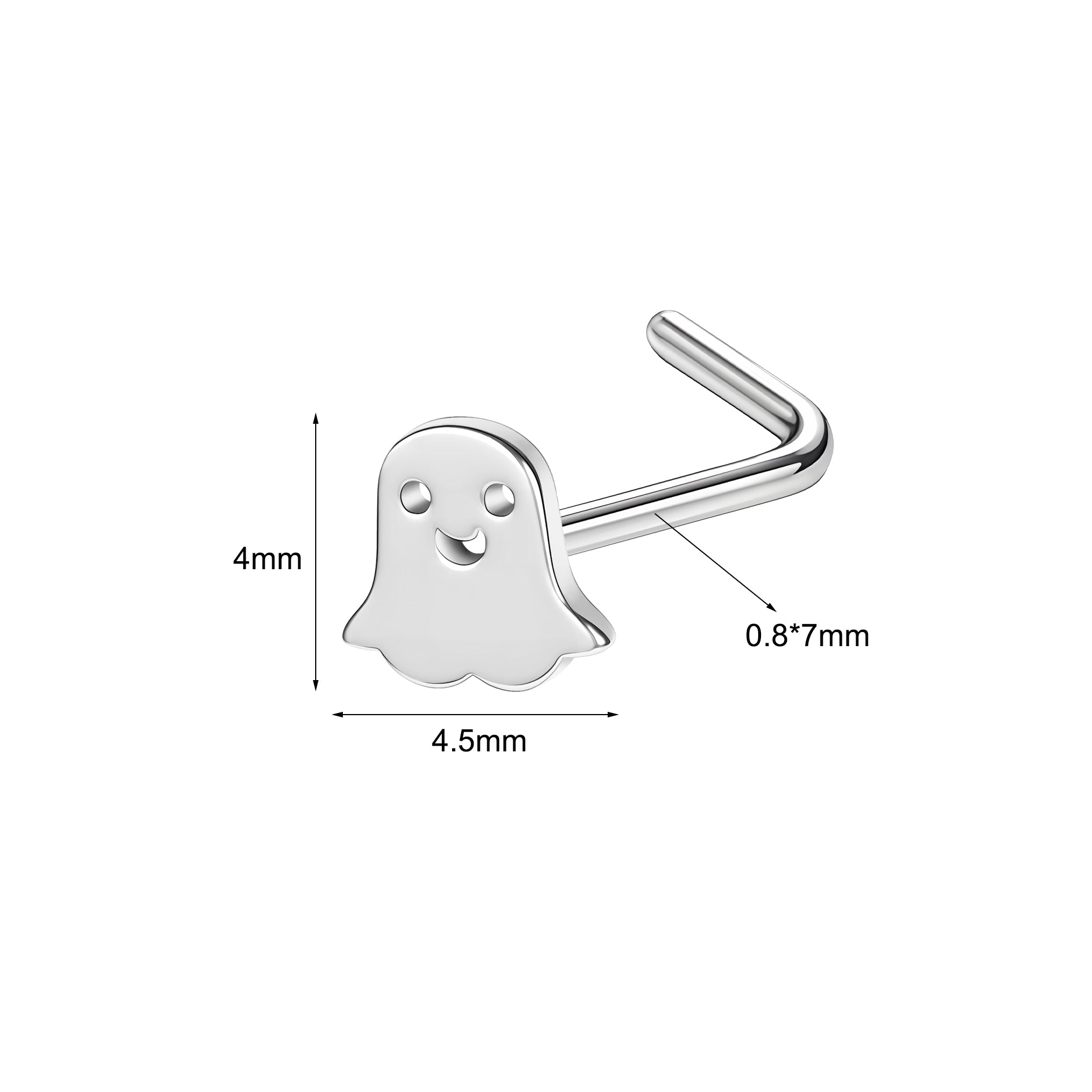 20G Ghost Nose Studs Piercing L Shape Nose Rings Halloween Nostril Piercing