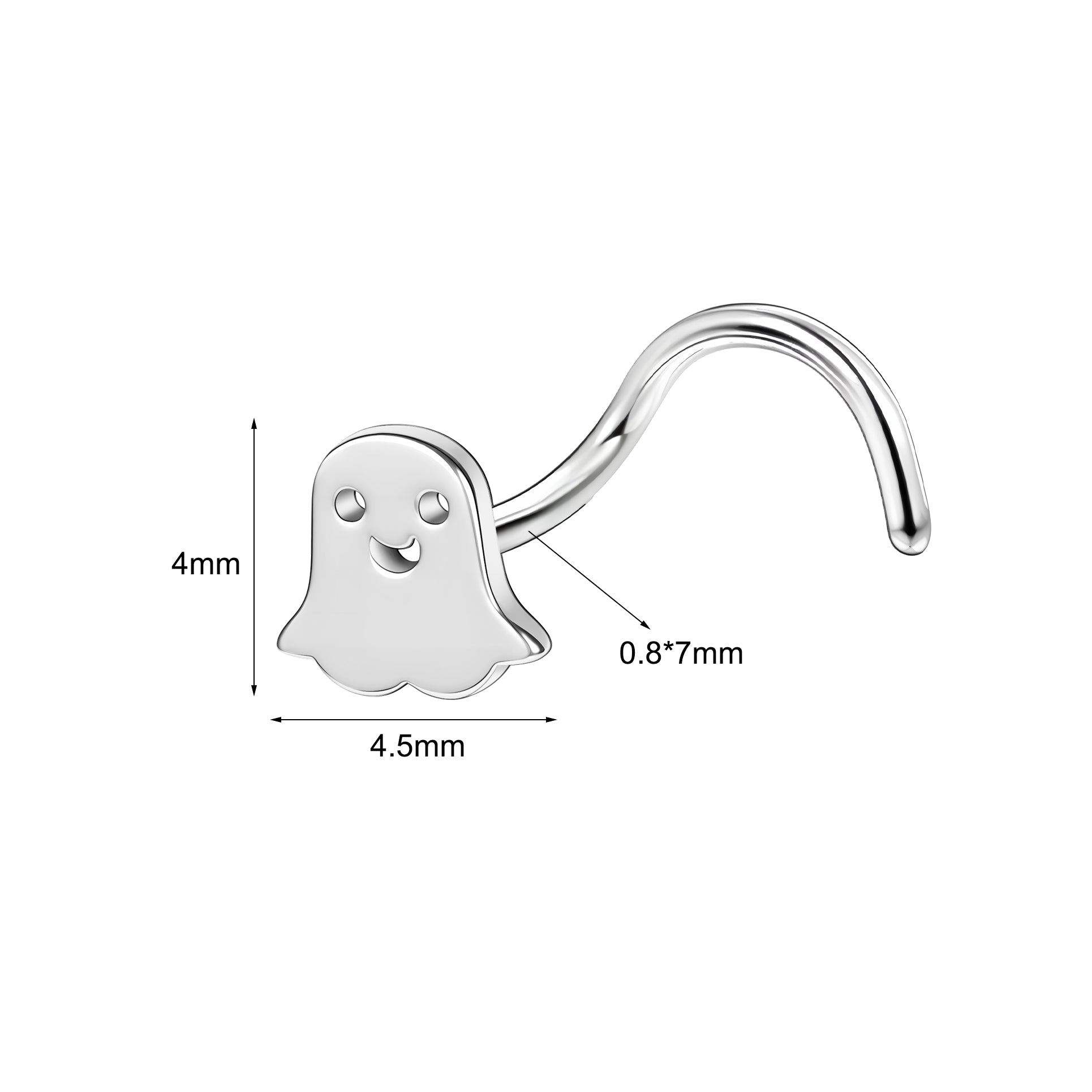 20G Ghost Nose Studs Piercing Corkscrew Nose Rings Halloween Nostril Piercing
