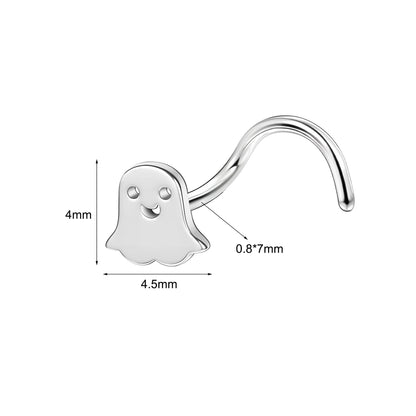 20G Ghost Nose Studs Piercing Corkscrew Nose Rings Halloween Nostril Piercing