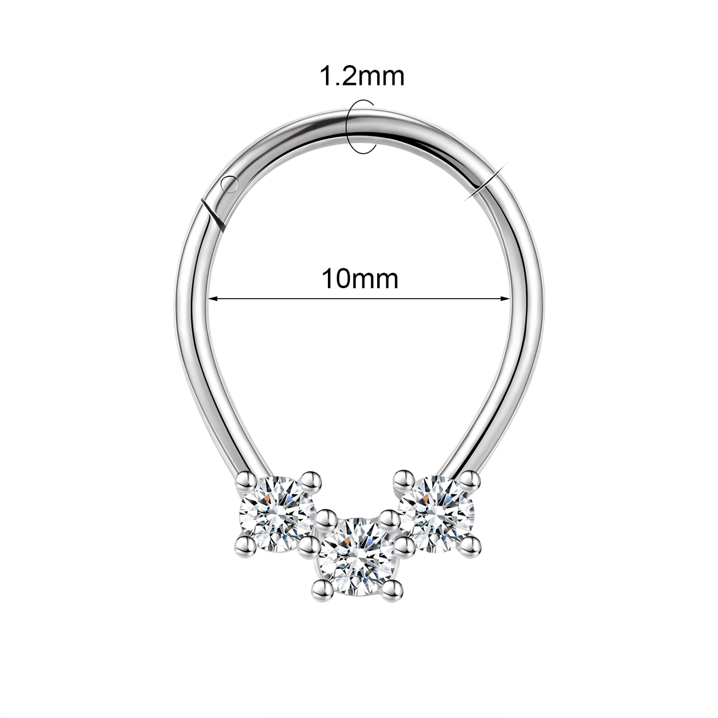 16g Hinged Nose Ring Bling Zircon Septum Ring Piercing Jewelry