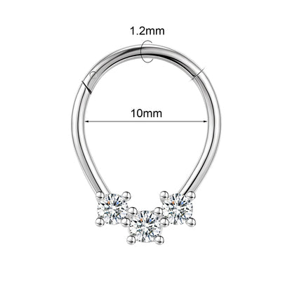 16g Hinged Nose Ring Bling Zircon Septum Ring Piercing Jewelry