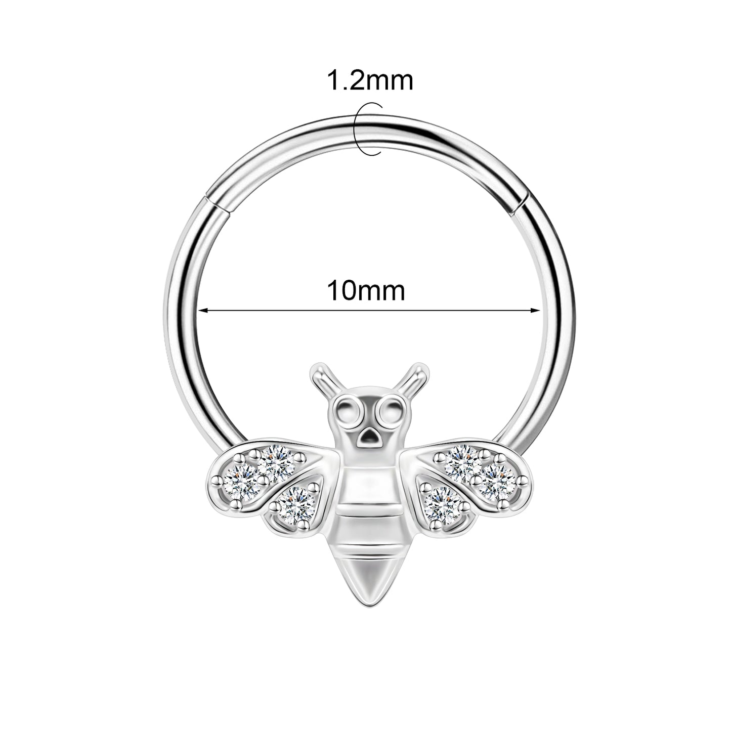 16g Bee Nose Ring Bling Crystal Septum Ring Piercing Jewelry