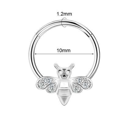 16g Bee Nose Ring Bling Crystal Septum Ring Piercing Jewelry