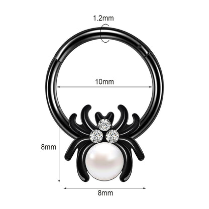 16g Spider Nose Ring Hinged Septum Ring Piercing Halloween Jewelry