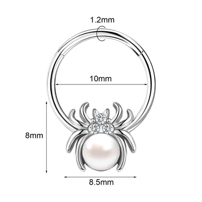 16g Spider Nose Ring White Pearl Septum Ring Piercing Jewelry