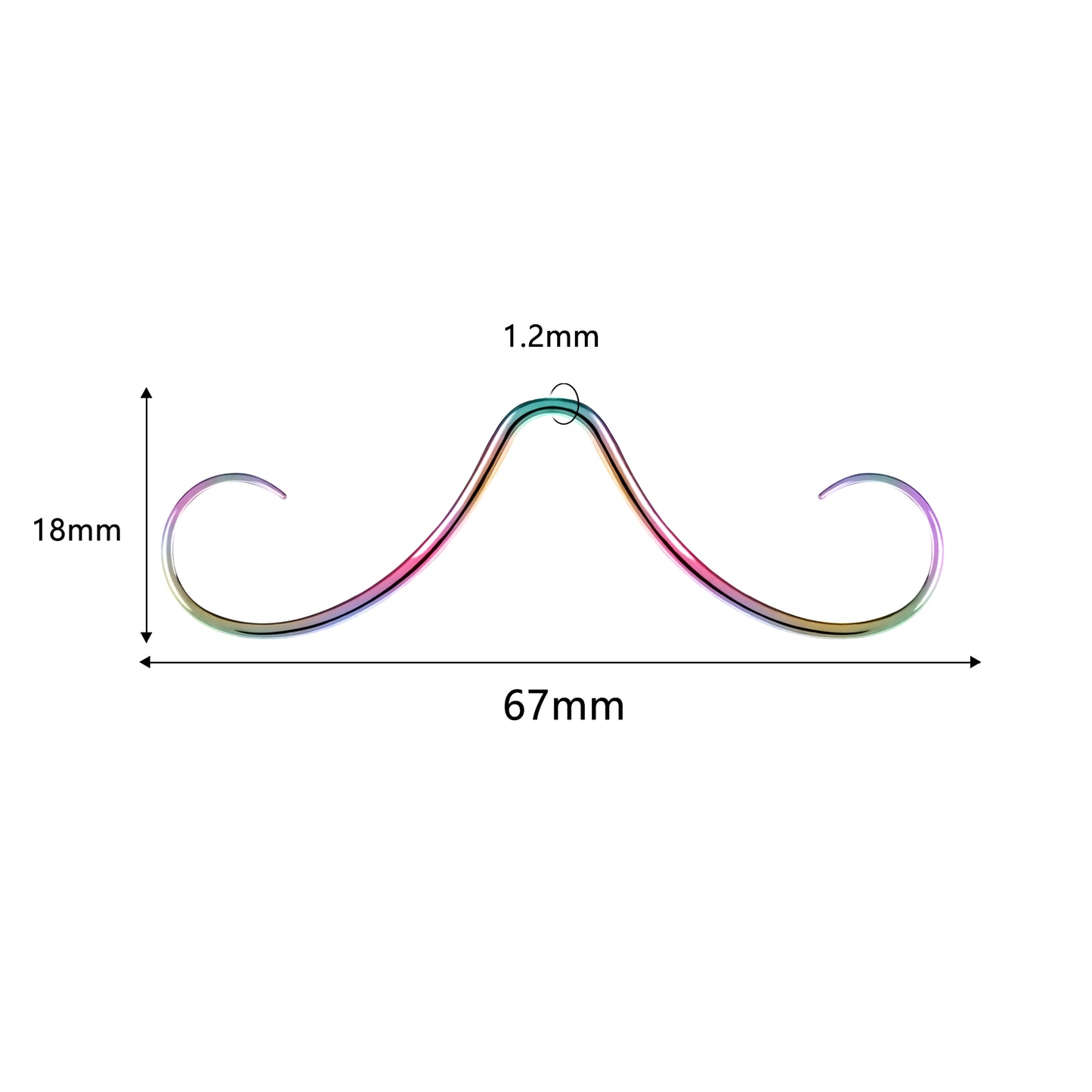 14G/16G Rainbow Mustache Septum Ring Nose Piercing Jewelry