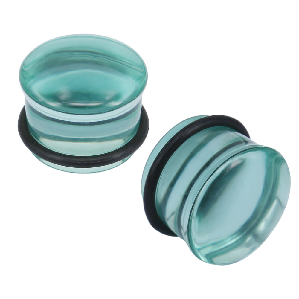 1 Pair 5-16mm Ear Plug Tunnel Green Glass Ear Gauge Single Flare Ear Expanders