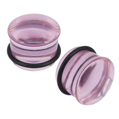 1 Pair 5-16mm Ear Plug Tunnel Pink Glass Ear Gauge Single Flare Ear Expanders