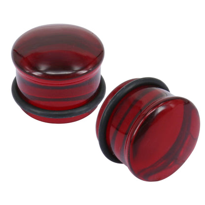 1 Pair 5-16mm Ear Plug Tunnel Red Glass Ear Gauge Single Flare Ear Expanders