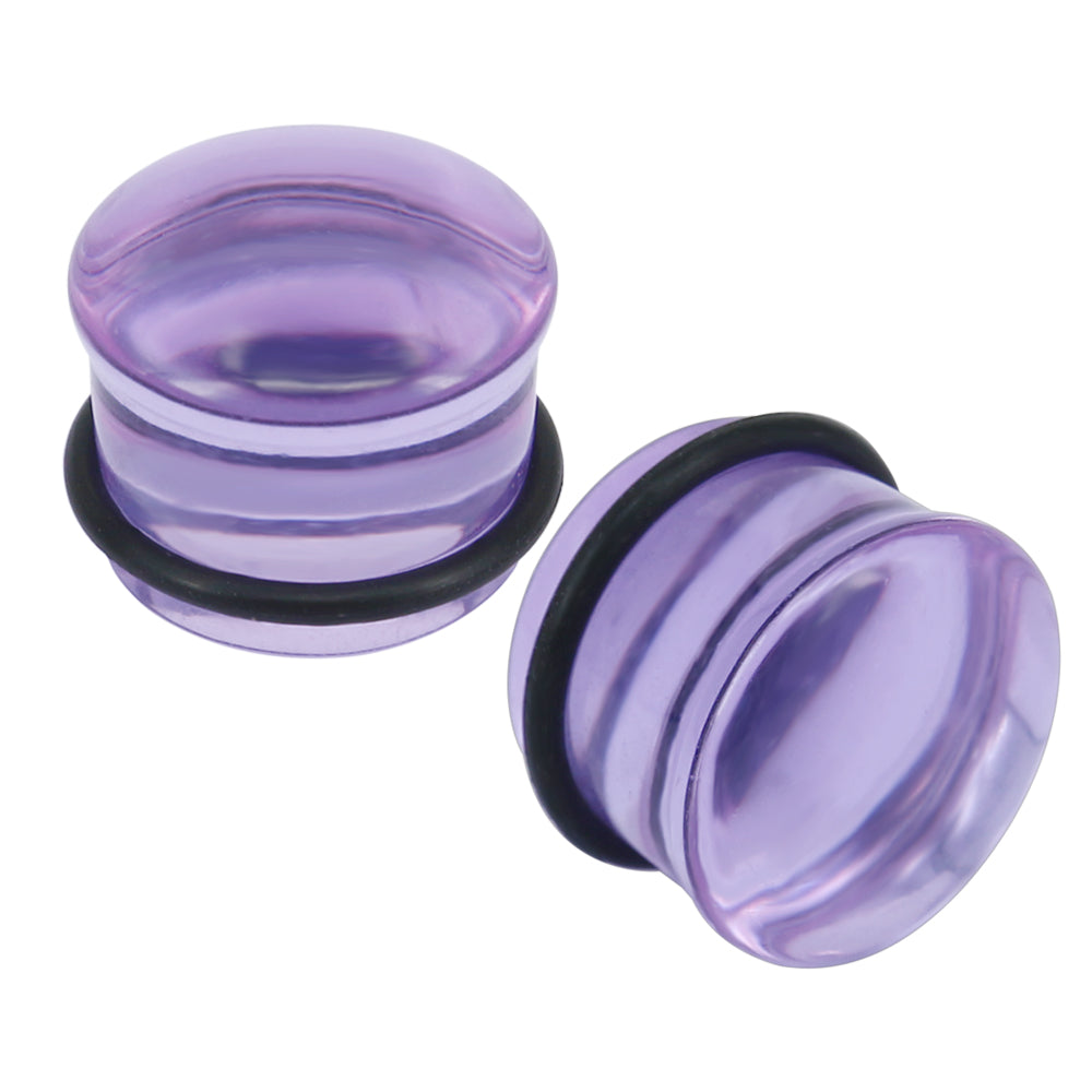 1 Pair 5-16mm Ear Plug Tunnel Purple Glass Ear Gauge Single Flare Ear Expanders