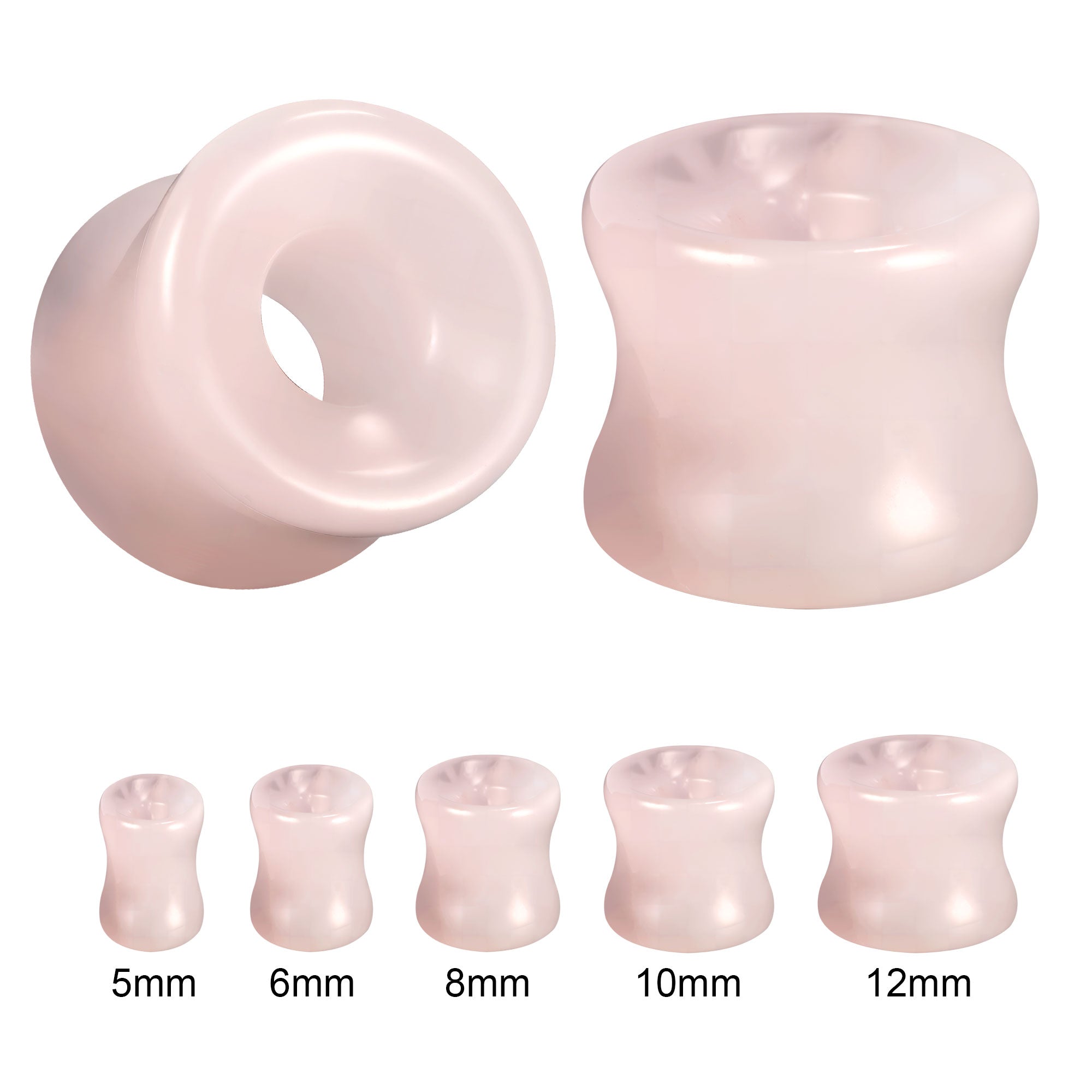 1 Pair 5-12mm Ear Plug Tunnel Pink Opalite Ear Expanders Double Flare Ear Gauges
