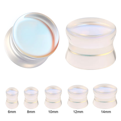 1 Pair 6-14mm Ear Plug Tunnel Multicolor Glass Ear Expanders Double Flare Ear Gauges